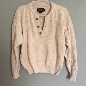 Vintage Cotton Eddie Bauer Henley Knit Sweater - Casual Button Pullover